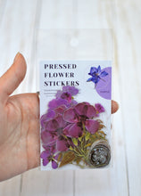 Load image into Gallery viewer, Pressed Flower Sticker Set - 40 Waterproof Vinyl Stickers PURPLE