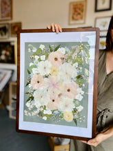 Load image into Gallery viewer, 18"x24" Rectangular Frame Custom Floral Preservation - Matted Blue/Grey Background