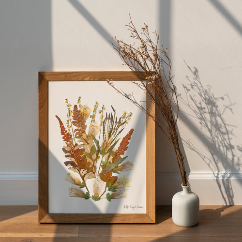 Botanical print, Pressed flowers herbarium specimen dried flower art, pressed botanical art 8.5
