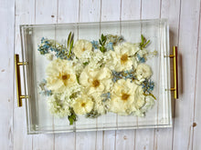 Load image into Gallery viewer, Custom Floral Charcuterie Board / Coffee Table Tray with Preserved Flowers