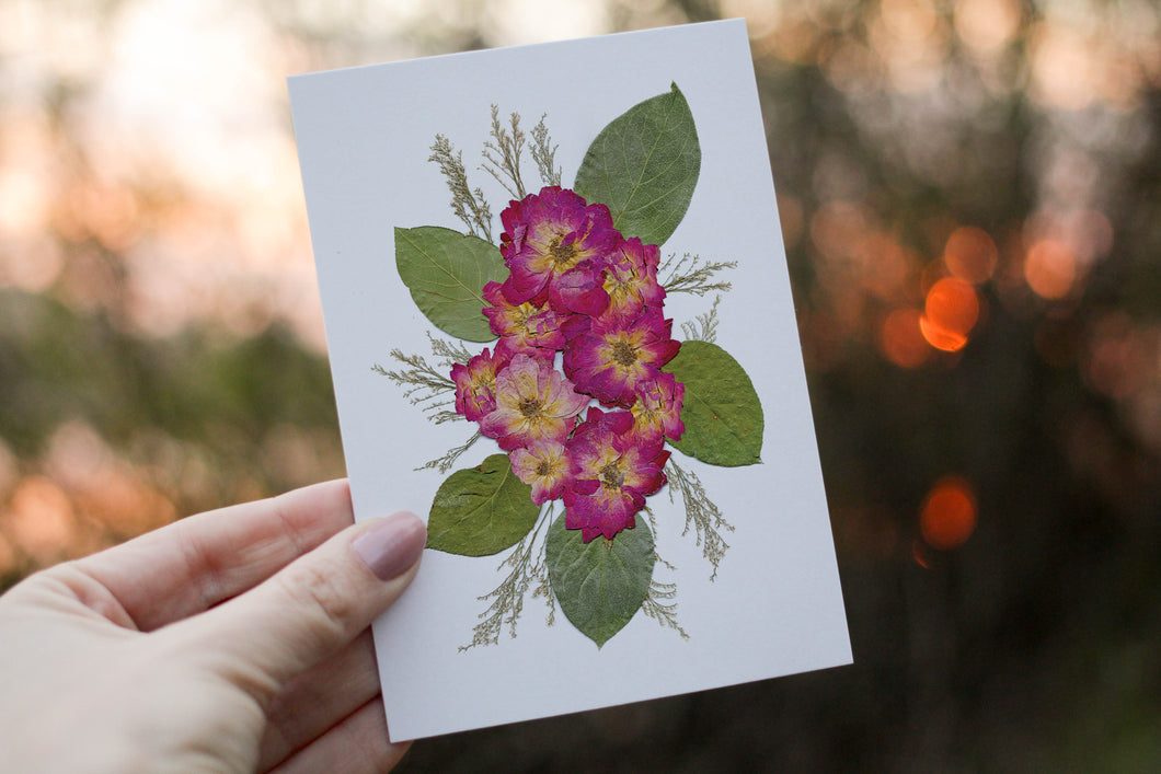 Hybrid Tea Rose - Pressed flower collection greeting card