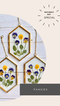Load image into Gallery viewer, Mother’s Day Gift | Pressed Flower Frame – Handmade Botanical Art, pressed pansy, snowdrop, blue scilla
