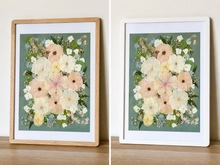 Load image into Gallery viewer, 18"x24" Rectangular Frame Custom Floral Preservation - Matted Blue/Grey Background