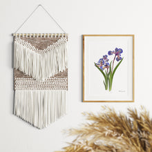 Load image into Gallery viewer, Botanical print, Pressed flowers herbarium specimen dried flower art, pressed botanical art 8.5&quot; x 11&quot; UNFRAMED PRINT Blue Iris