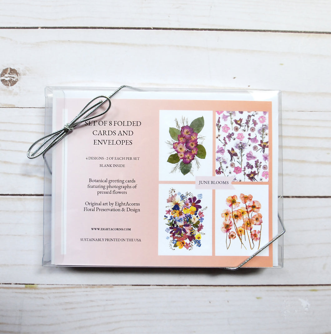 June Blooms Greeting Card Set - 8 cards