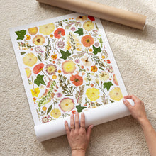 Load image into Gallery viewer, Pressed flower large botanical print - 16" x 20"  Nature's Mosaic - Golden Meadow