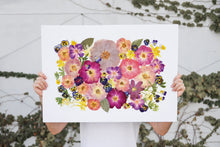 Load image into Gallery viewer, Pressed flower large botanical print - 16&quot; x 20&quot;  Nature&#39;s Mosaic - June Roses