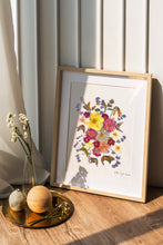 Load image into Gallery viewer, Pressed flower art, Botanical print, herbarium specimen dried flower art, pressed botanical art 8.5&quot; x 11&quot; Lavender Clematis