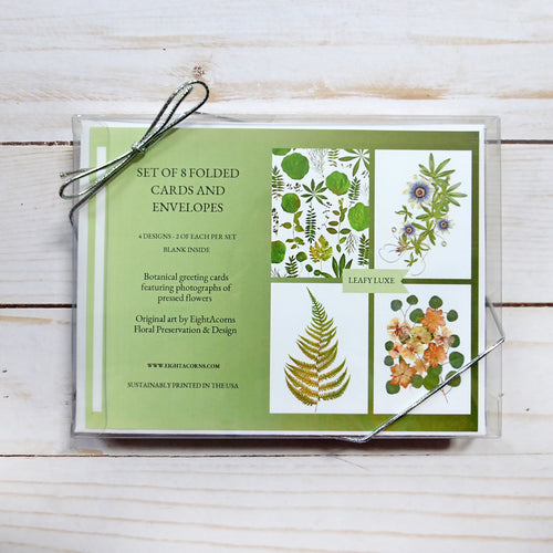 Leafy Luxe Greeting Card Set - 8 cards