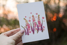 Load image into Gallery viewer, Pink Larkspur Veronica  - Pressed flower collection greeting card