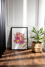 Load image into Gallery viewer, Pressed flower large botanical print - 16&quot; x 20&quot;  Nature&#39;s Mosaic - Pink Peony