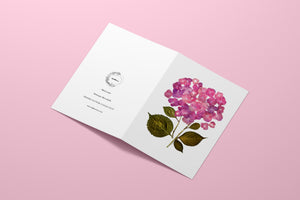 Pink Hydrangea  - Pressed flower collection greeting card