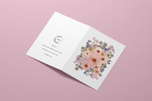 Load image into Gallery viewer, Pink Rose Larkspur - Pressed flower collection greeting card