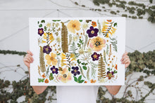 Load image into Gallery viewer, Pressed flower large botanical print - 16&quot; x 20&quot;  Nature&#39;s Mosaic - Fern Anemone