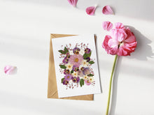 Load image into Gallery viewer, Purple Pansy - Pressed flower collection greeting card