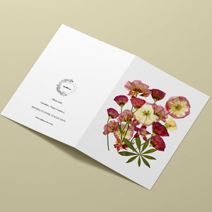 Red Lisianthus - Pressed flower collection greeting card