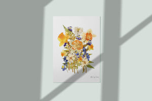 Pressed flower art, Botanical print, herbarium specimen dried flower art, pressed botanical art 8.5" x 11"  SPRING DAFFODIL
