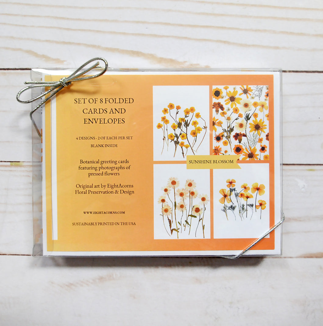 Sunshine Blossom Greeting Card Set - 8 cards