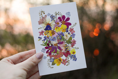 Floral Collage - Pressed flower collection card