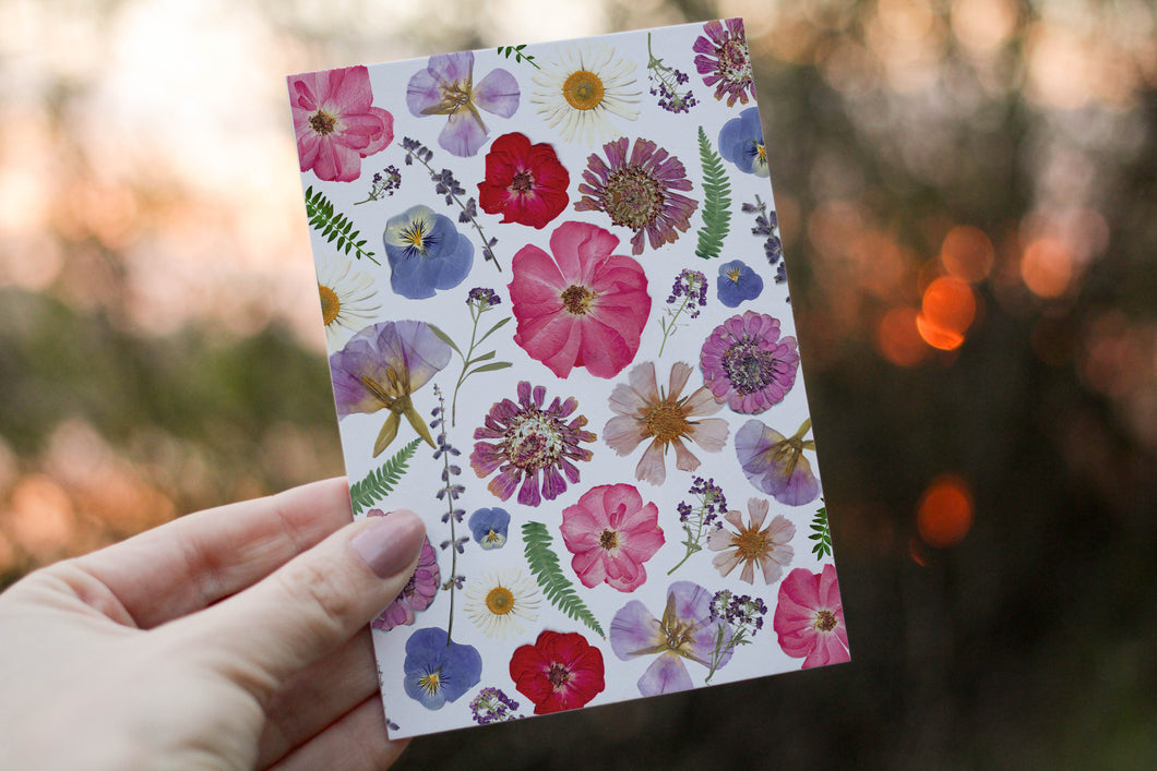 July Blooms - Pressed flower collection greeting card