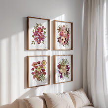 Load image into Gallery viewer, Botanical print, Pressed flowers herbarium specimen dried flower art, pressed botanical art 8.5&quot; x 11&quot; UNFRAMED PRINT Pink Clematis