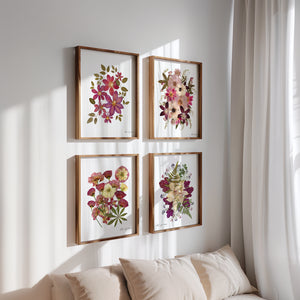 Botanical print, Pressed flowers herbarium specimen dried flower art, pressed botanical art 8.5" x 11" UNFRAMED PRINT Pink Clematis