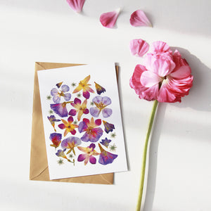 Purple Orchid - Pressed flower collection card