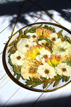 Load image into Gallery viewer, 10" Round Metal Frame, Custom Floral Preservation, Framed Pressed Flowers