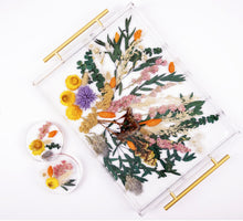 Load image into Gallery viewer, Custom Floral Charcuterie Board / Coffee Table Tray with Preserved Flowers