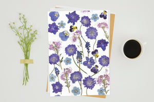 Purple Flower Mix - Pressed flower collection card