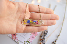Load image into Gallery viewer, Pressed flower brass bar necklace - Meadow Walker