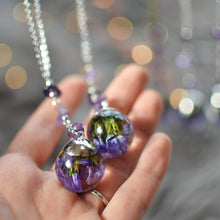 Load image into Gallery viewer, purple Sea Lavender necklace with amethyst 
