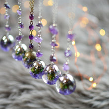 Load image into Gallery viewer, purple Sea Lavender necklace with amethyst 