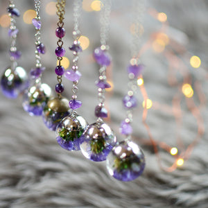 purple Sea Lavender necklace with amethyst 