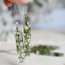 Load image into Gallery viewer, (Wholesale) Moss necklace, rectangle pendant, 18&quot; silver