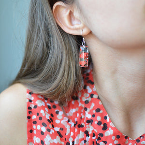 Red flower earrings