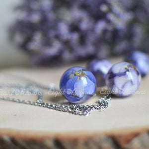 Flower necklace- blue delphinium