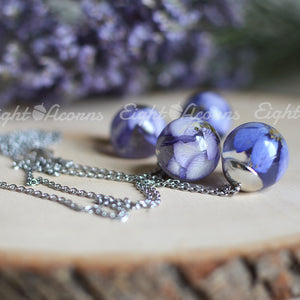 Flower necklace- blue delphinium