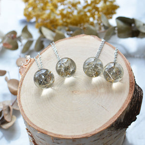 Dandelion seeds, small 2 cm sphere necklace