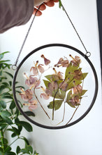 Load image into Gallery viewer, Round pressed flower wall hanging - Bleeding hearts