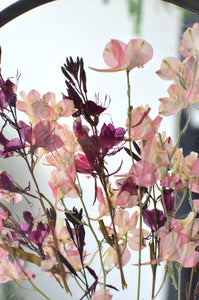 Round pressed flower wall hanging - Pink Delphinium/Gaura