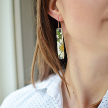 Load image into Gallery viewer, These gorgeous earrings feature handpicked pressed flowers preserved in the high-quality jewelry grade resin and sterling silver ear-wires.
