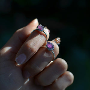 Raw Purple Amethyst silver ring