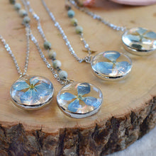 Load image into Gallery viewer, Blue Hydrangea Blossom Glass Pendant 