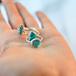 Natural turquoise silver ring