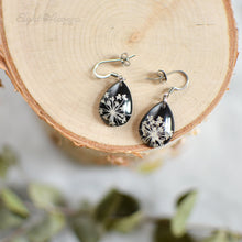 Load image into Gallery viewer, Pressed Queen Anne&#39;s Lace teardrop earrings