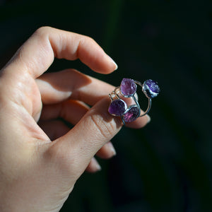 Raw Purple Amethyst silver ring