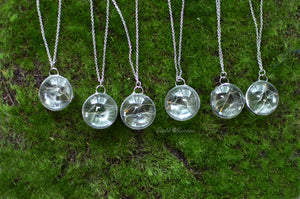 (Wholesale) Dandelion seed necklace pendant, 25" silver