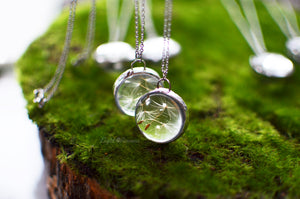 (Wholesale) Dandelion seed necklace pendant, 25" silver