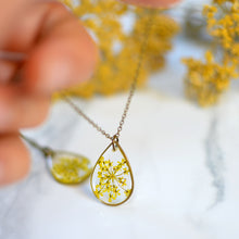 Load image into Gallery viewer, Yellow Queen Anne&#39;s Lace teardrop brass Pendant
